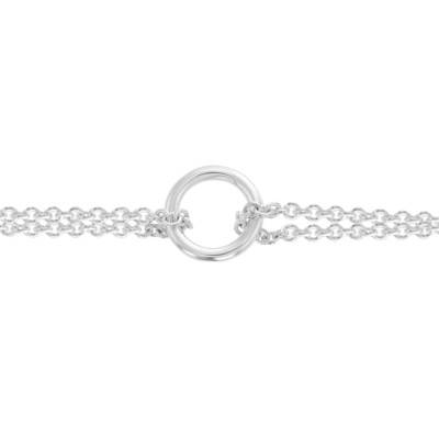 Bracelet Forçat Ronde double & Anneau rond en Argent 925, Longueur 19 cm - Artemis