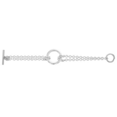 Bracelet Forçat Ronde double & Anneau rond en Argent 925, Longueur 19 cm - Artemis