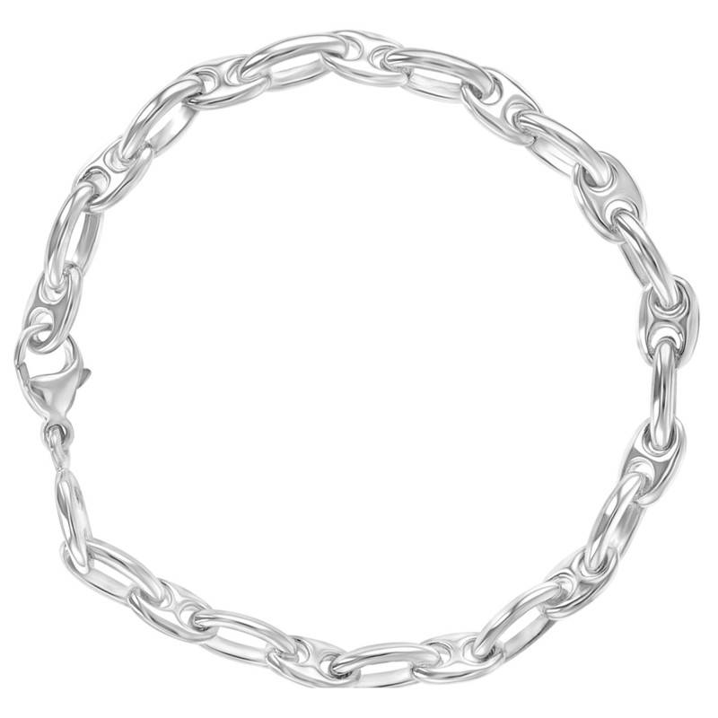 925 Silver Coffee Bean Chain Bracelet, Width 6 mm, Length 21 cm - Artemis