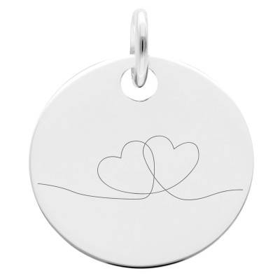 Heart Line 925 Silver Medallion, 19 mm Diameter - Lumiosa