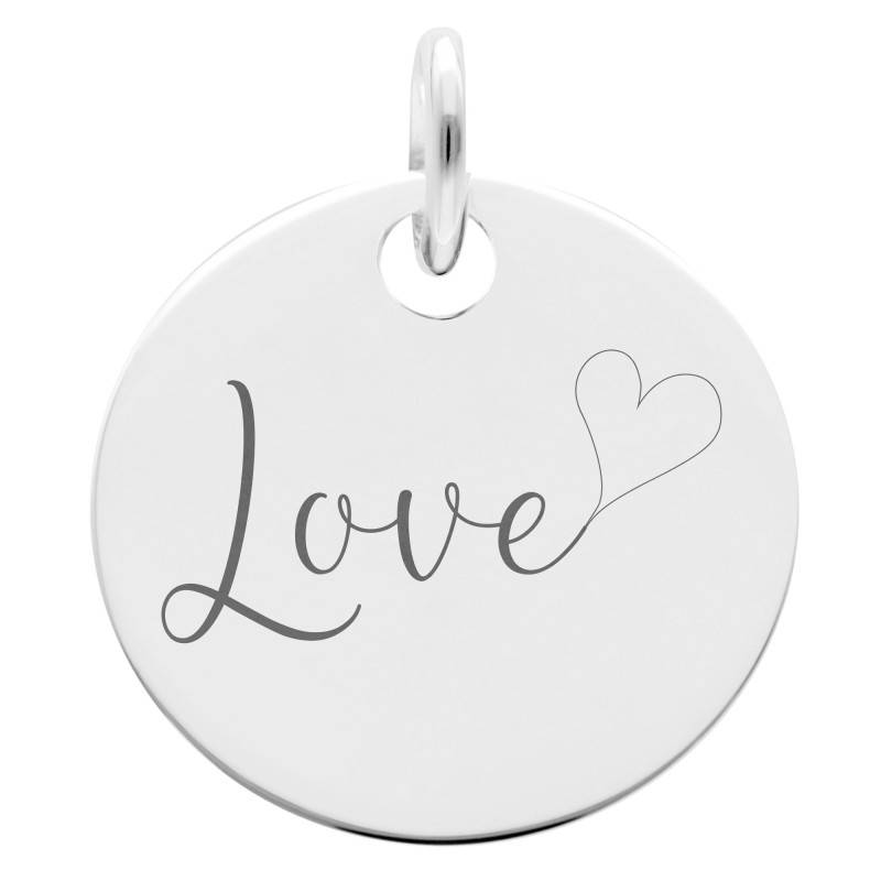 925 Silver Love & Heart Medal, 19 mm Diameter - Lumiosa