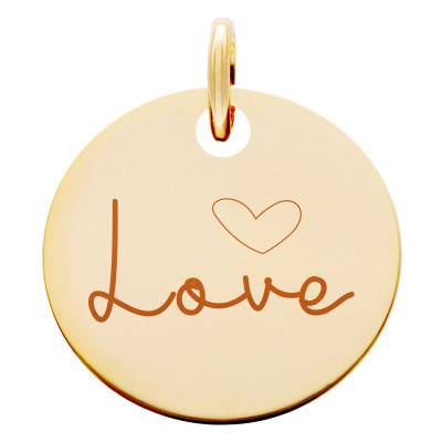 Médaille Love en Plaqué Or Jaune, Diamètre 19 mm - Lumiosa