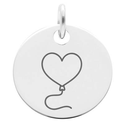 Médaille Ballon Coeur en Argent 925, Diamètre 19 mm - Lumiosa