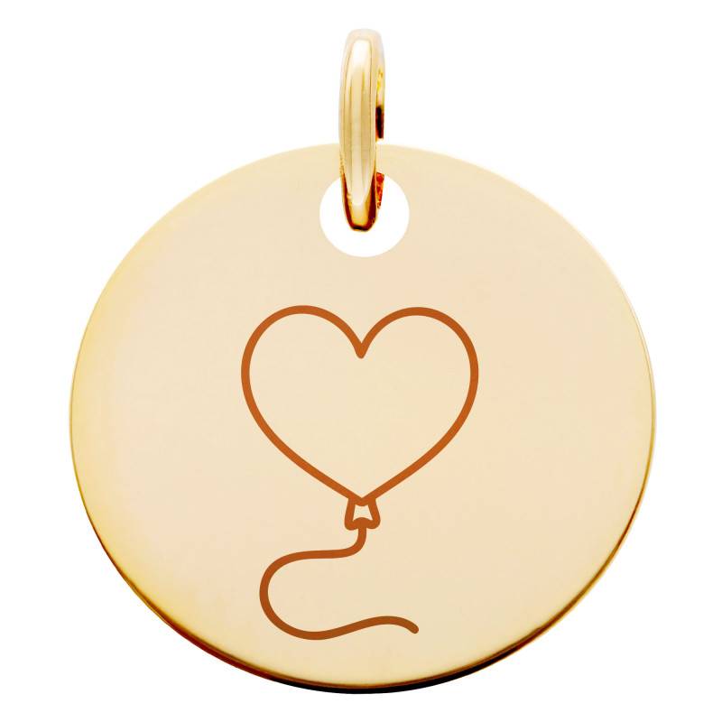 Yellow Gold-Plated Brass Heart Balloon Medal, 19 mm Diameter - Lumiosa