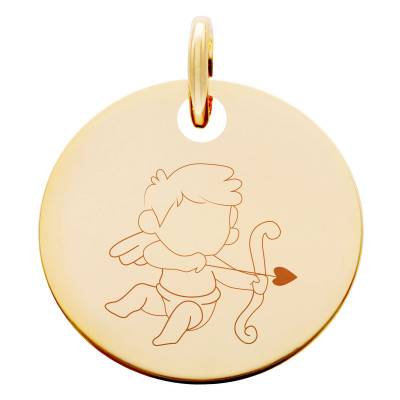Médaille Angelot en Plaqué Or Jaune, Diamètre 19 mm - Lumiosa