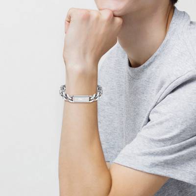 Steel Backhand Bracelet, Adjustable Length 19 cm - 2040439 - Lacoste