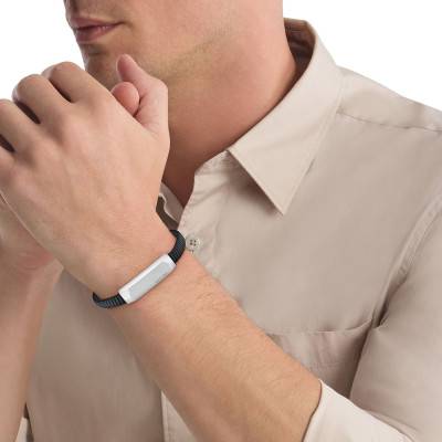 Bracelet Magnify en Cuir Noir Strié & Acier, Longueur 19,50 cm - 35100012 - Calvin Klein