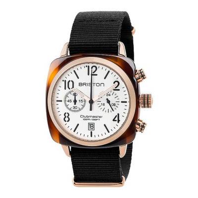 Montre Clubmaster Chrono Date Acétate lunette or rose - Briston