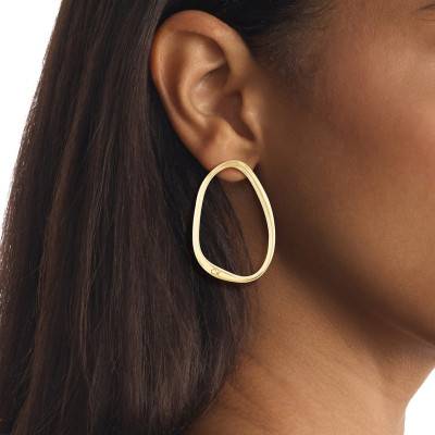 Gold-Plated Steel Elongated Drops Hoop Earrings - 35000451 - Calvin Klein
