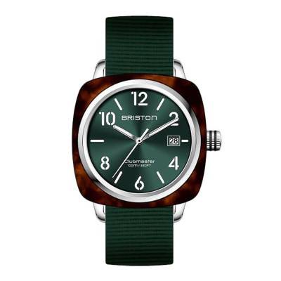 Montre Clubmaster HMS Date Acétate Ecaille de tortue cadran Vert anglais - Briston
