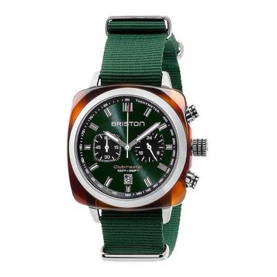 Briston Clubmaster Sport Acetate Chrono NATO Sunray British Racing Green Dial Watch - Briston