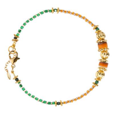 Bracelet Habibi Doré & Perles de Miyuki Bicolores, Longueur 15,50 à 20,50 cm - Hipanema