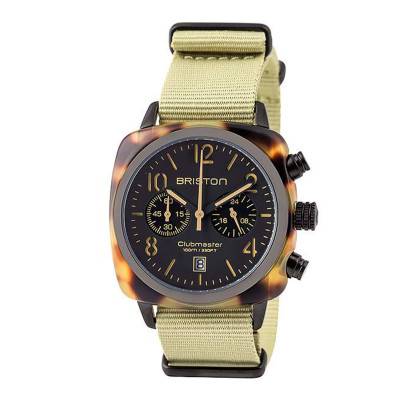 Montre Clubmaster Chrono Date Acétate Ecaille Mat Cadran Noir Mat - Briston