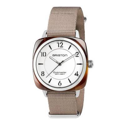 Montre Clubmaster Chic Acétate - HMS Cadran Blanc Lunette Argent - Briston