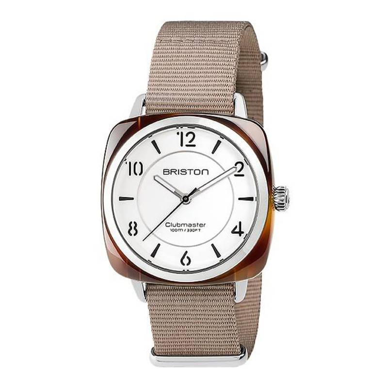 Briston Clubmaster Chic Acetate White Dial Silver Bezel HMS Watch - Briston