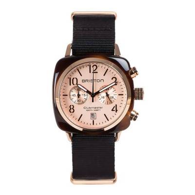 Briston Clubmaster Chrono Date Light Tortoiseshell Rose Field Acetate Watch - Briston