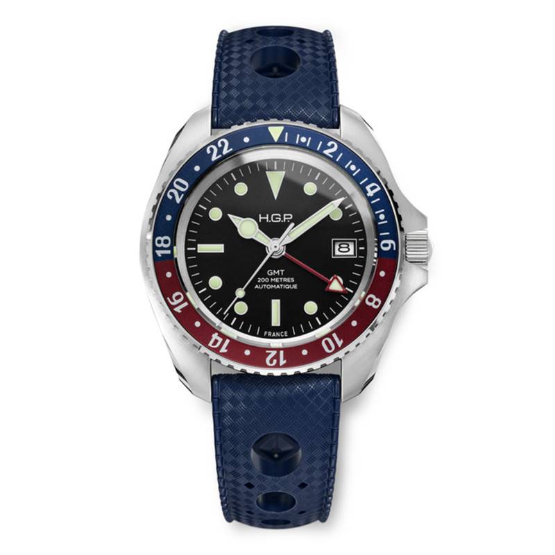 Red & Blue Bezel Automatic Diver GMT 200m Watch - HGP