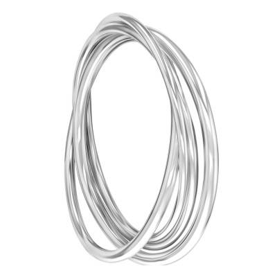 Bracelet Fil Rond Entrelacés en Argent 925, Diamètre 6 à 7 cm, Largeur 4 mm - Artemis
