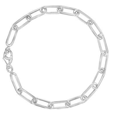 925 Silver Elongated Cable Chain Bracelet, Length 19 cm, Width 5 mm - Artemis