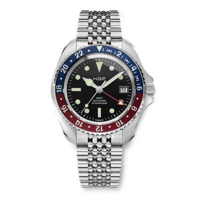 Montre Automatique Diver GMT 200m lunette rouge et bleue - HGP
