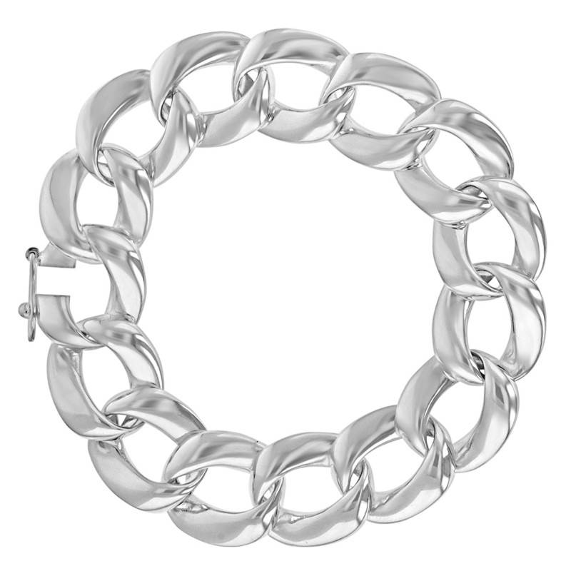 925 Silver Curb Chain Bracelet, Length 18,5 cm - Artemis