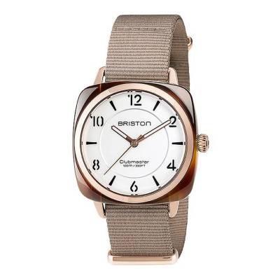 Clubmaster Chic Acetate Watch - HMS White Dial Rose Gold Bezel - Briston