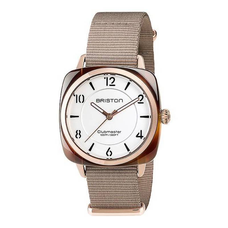 Clubmaster Chic Acetate Watch - HMS White Dial Rose Gold Bezel - Briston