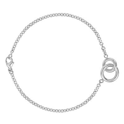 Bracelet Maille Forçat Ronde & Anneaux entrelacés en Argent 925, Largeur 2 mm, Longueur 18 cm - Artemis