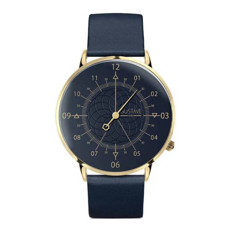 Gold & Ocean Blue 12H Louis Watch Blue Leather Strap 40mm - Gustave & Cie