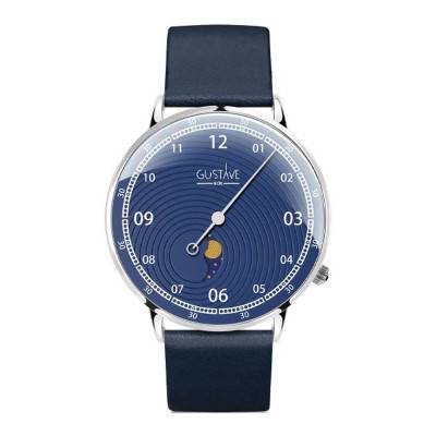 Georges Silver & Blue 12H Watch Ocean Leather 40mm - Gustave & Cie