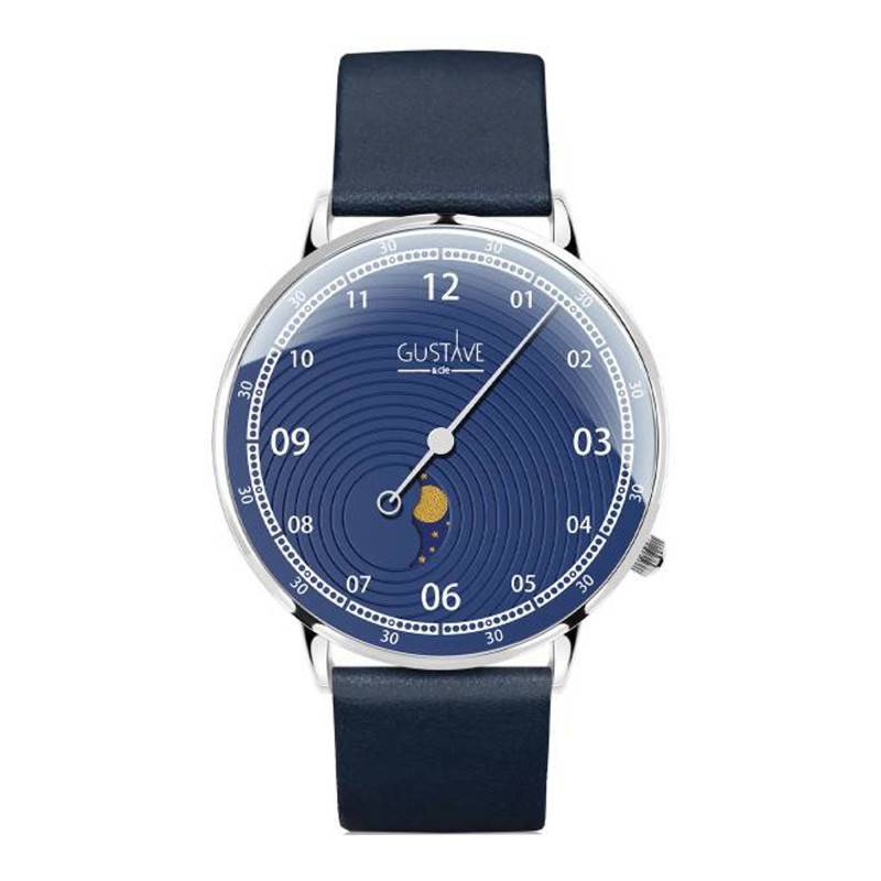 Georges Silver & Blue 12H Watch Ocean Leather 40mm - Gustave & Cie