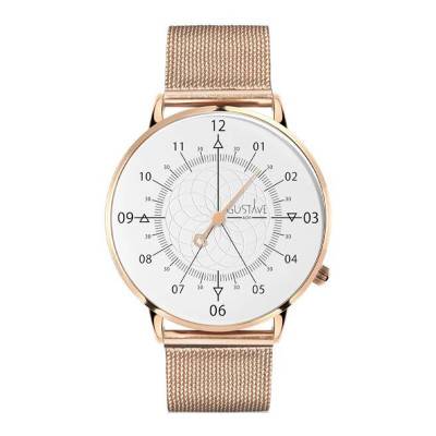 Louis 12H Rose Gold & White Milanese Rose Gold Watch 40mm - Gustave & Cie