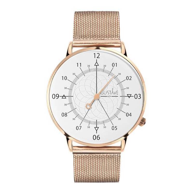 Louis 12H Rose Gold & White Milanese Rose Gold Watch 40mm - Gustave & Cie