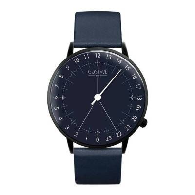 Montre 24h Antoine Bleu Cuir - Gustave & Cie