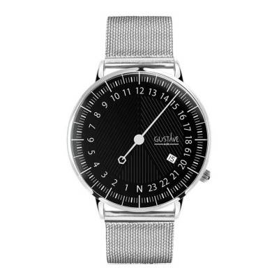 Silver & Black Milanese Mesh André 24H Watch 40mm - Gustave & Cie
