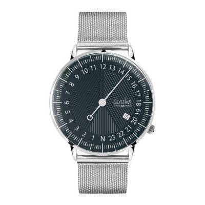 Montre 24h André Vert et Argent Maille Milanaise - Gustave & Cie