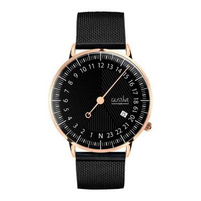 André Rose Gold & Black 24H Black Milanese Watch 40mm - Gustave & Cie