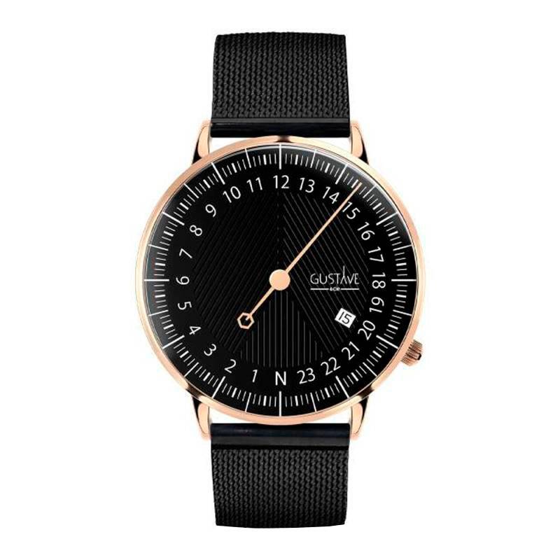 André Rose Gold & Black 24H Black Milanese Watch 40mm - Gustave & Cie
