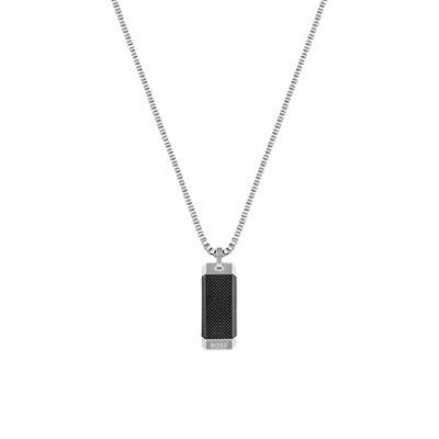 Collier Plaque Noire Acier, Longueur 61 cm - Boss