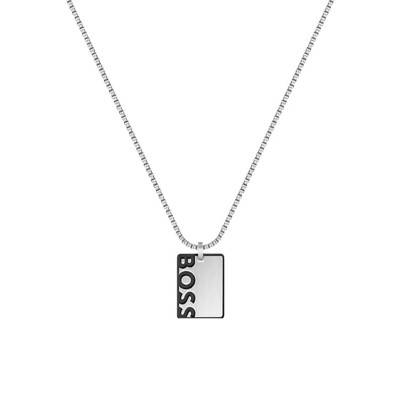 Collier en Acier Noir et Argenté 1580302, Longueur 61 cm - Boss