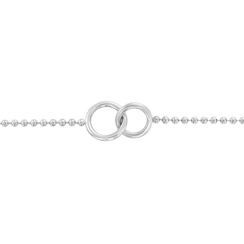 925 Silver Interlocking Rings Bracelet, Length 18 cm, Width 3 mm - Artemis