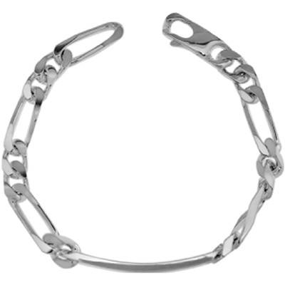 Silver Alternating Oval Link Chain ID Bracelet, 19 cm and 21 cm Length, 8 mm Width - Artemis