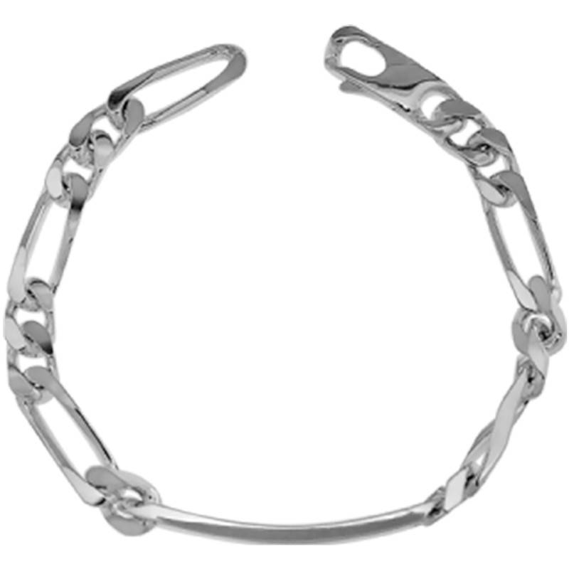Silver Alternating Oval Link Chain ID Bracelet, 19 cm and 21 cm Length, 8 mm Width - Artemis