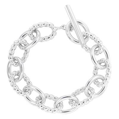 925 Silver Smooth Twisted Cable Chain Bracelet, Length 21 cm, Width 17 mm - Artemis