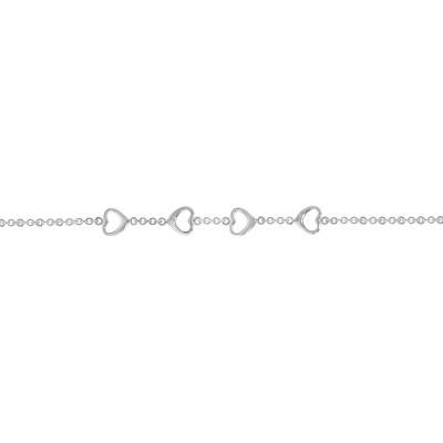 Bracelet Maille Forçat Ronde et Coeurs en Argent 925, Largeur 3,00 mm, Longueur 18 cm - Artemis