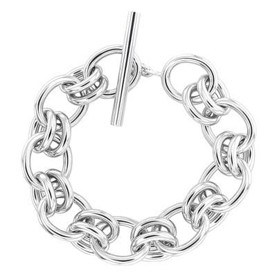 925 Silver Alternating Oval Link Bracelet, Length 21.50 cm - Artemis
