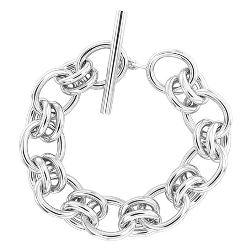 925 Silver Alternating Oval Link Bracelet, Length 21.50 cm - Artemis