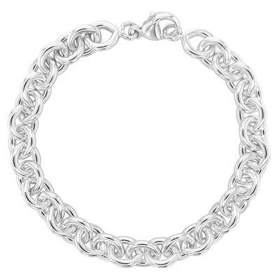 925 Silver Round Cable Chain Bracelet, Length 19 cm, Width 8 mm - Artemis