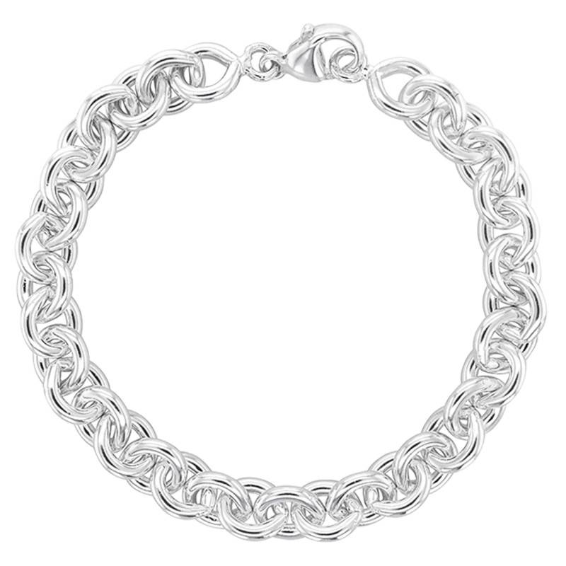 925 Silver Round Cable Chain Bracelet, Length 19 cm, Width 8 mm - Artemis