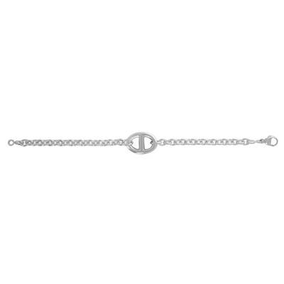 925 Silver Round Cable Chain & Mariner Chain Bracelet, 3 mm Wide, 19 cm Long - Artemis